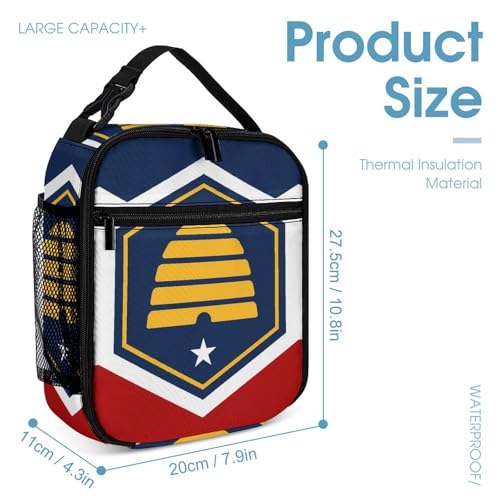 Flag of Utah U.S.A Travel Backpack Lunch Box Pencil Case 3Pcs Set for Men Women Office Outing University4