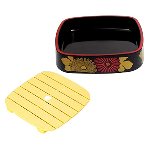Plato cuadrado de plástico amarillo para sushi miniatura 1