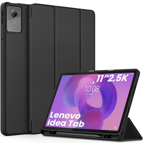 EasyAcc Funda para tablet Lenovo Idea Tab 2025 de 11 pulgadas con soporte para lápiz TB-336ZU TB-336FU, ultrafina, con función atril, piel sintética, color negro