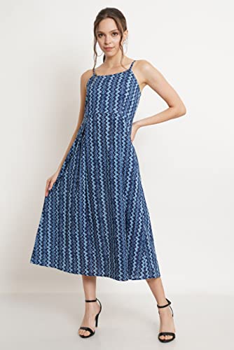 Image of COTLAND Fashions Breathable Cotton Printed A-Line Midi Dress for Women