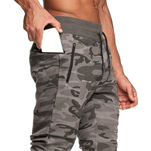 DIOTSR Mens Slim Fit Joggers Pants, Camo Tapered Workout Sweatpants for Men,Track Pants with Zipper Pockets3