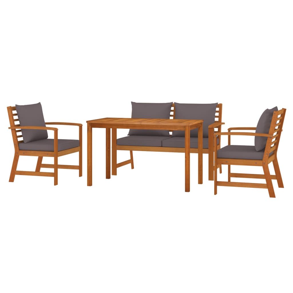 IKAYAA Juego de Muebles de Jardín de Madera Acacia, Juego de Salón de Jardín, Conjunto Jardín Exterior, Balcón, Comedor Jardin Juego de Comedor de Exterior, Terraza, Resistente a la Intemperie