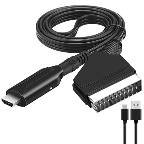 FBBEVWBK 1 convertidor de euroconector a HDMI HD, convertidor de conexión directa de alta definición para televisores, consolas de juegos, reproductores de DVD