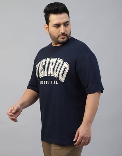 Image of Veirdo 100% Pure Cotton Oversized Fit Drop Shoulder Aesthetic Front Chest Typo Graphic Printed T-Shirt for Men (Sizes : 2XL to 5XL)