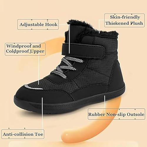 Kids Barefoot Shoes Boots, Children'S Winter Barefoot Shoes with Wide Toe Box Slip Resistant Waterproof Ankle Winter Snow Boots for Little Kids/Big Kids2