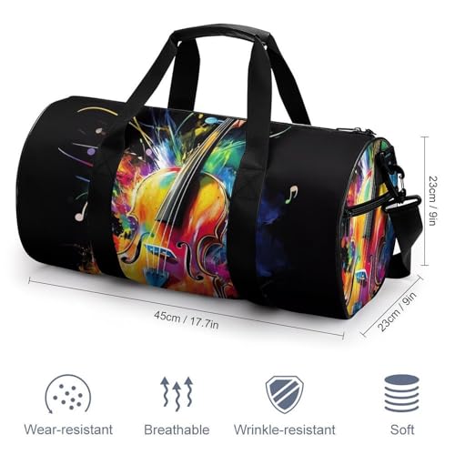 Violin Player Sports Gym Bag Travel Duffel Workout Bag with Adjustable Strap2