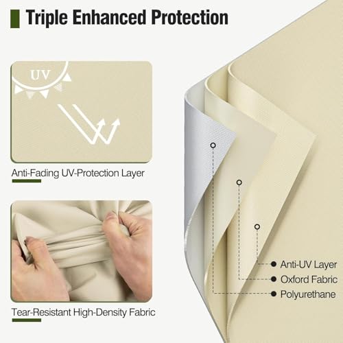 Image of MR.COVER Outdoor Couch Cover Waterproof, Patio Furniture Covers for 3-Seater Couch, Heavy Duty Patio Couch Sofa Covers, Fits up to 81 inch W x 42 inch D x 35 inch H, Moisture-Proof & UV-Protection, Brown & Khaki