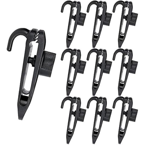 MissFox Pack of 10 tarpaulin clips, tarpaulin clips, high performance tarp clips with hooks, awning clamps, tarp clip for caravans, pool tarpaulins, awnings, gazebos Cover
