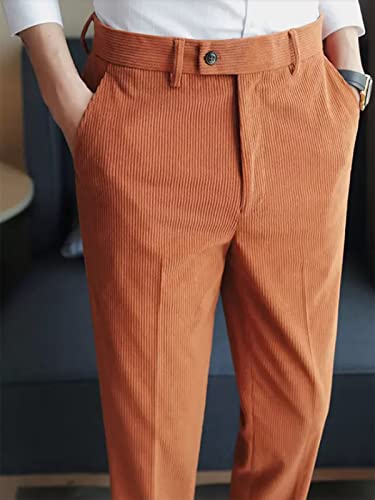 Men's Straight-Fit Corduroy Suit Pants Comfort Stretch Dress Pants Business Trousers2