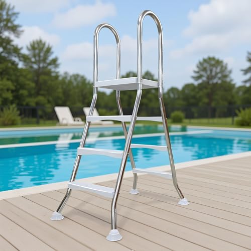 Escalera para piscina de acero inoxidable 3 peldaños 43 pulg miniatura 3