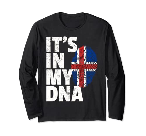 Icelandic Iceland Flag Shirt Pride Country Home Nation Gift Manga Larga