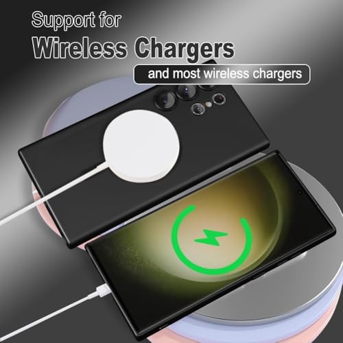 Image of DIZORO Samsung S25 Ultra Case, Compatible with Mag Safe, Matte Luxury Metallic Luster Flexible TPU Wireless Charging Shockproof Case with Camera Protector (Metallic Black.)