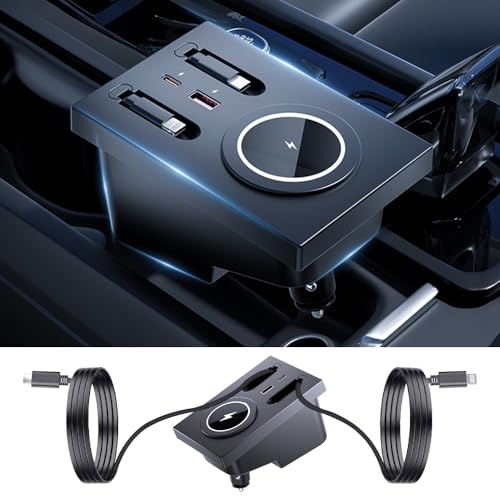 Car USB Hub Docking Station for Volvo XC60 XC90 S90 V90 S60 V60 Type-C Fast Charger Auto Interior Centre Console Accessories Cigarette Lighter Decoration Phone Wireless Charging Adapter