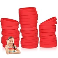THXIY 100PCS Silicone Wristbands for Kids Teens, 7'' Sports Wholesale Rubber Bracelets for Events, Party Teacher Supplies Boys Gilrs Education Activities Red