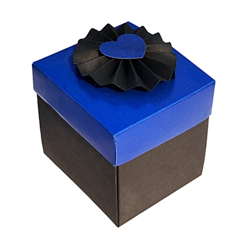 Image of CRAFTED WITH PASSION Exploding box Surprise Gift Box /Unique gifts for birthday /anniversary /handmade greetings Card (Blue & Black)