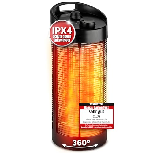 Infrarot Stand Heizstrahler – Sofortige Wohlfühlwärme für Terrasse & Innenbereich, mobil & effizient, geräuschlos & allergikerfreundlich - Testurteil Sehr gut (56cm Höhe)