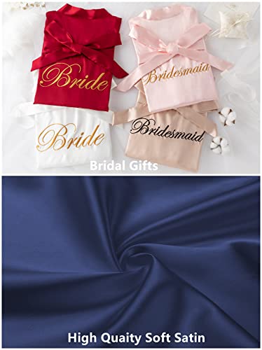 Image of Super Shopping-zone Women's Pure Bride Robes Embroidery Bridesmaid Robes Bridal Party Kimono Robe Wedding Sleepwear