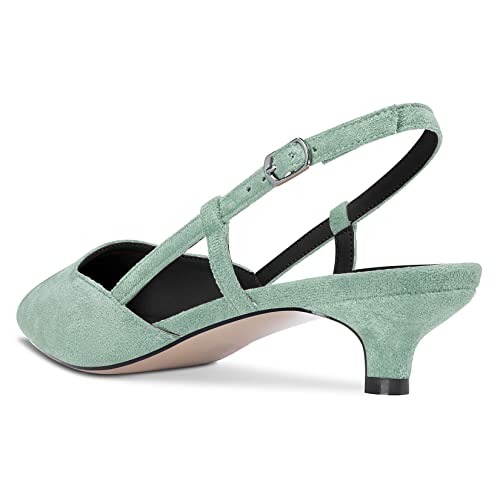 DearOnly Womens Slingback Pumps Low Kitten Heel Closed Pointed Toe Suede Dress Shoes Cute Sandals Bridal Wedding Shopping 1.5 Inch3