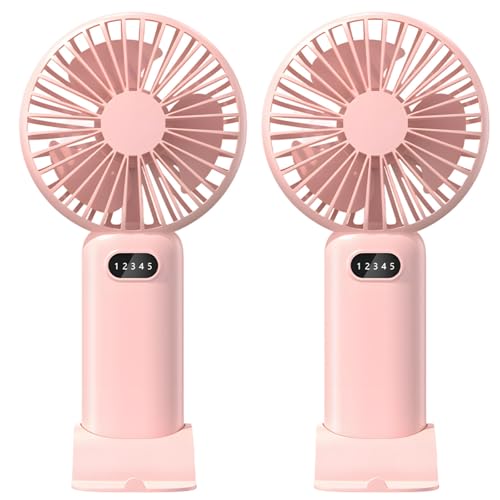 BOSREROY 2 Pack Handheld USB Rechargeable Fans, Adjustable 3-Speed, Compact Design, Strong Wind for All Situations