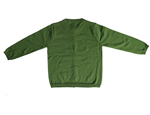 ASHERANGEL Little Girls Basic Crew Neck Solid Fine Knit Cardigan Sweaters Green 5T3