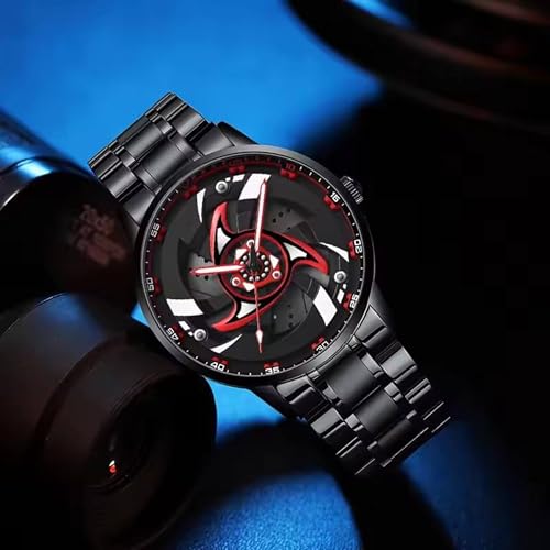 Image of GOLDENIZE FASHION Branded Men's Sport Quartz Watch Arrow Wheel Dial 360 Rotating Casual Fashion Stainless Steel Alloy Mens & Boy's Luxury Metal Gift Creative Watch