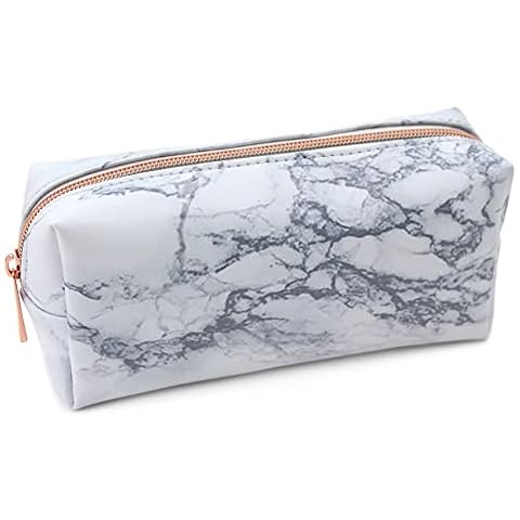 Fashion Stationery White Marble Pencil Case for Women Girls Teenagers Make Up Bags Ladies Cosmetic Bag or Gifts for Her Cover