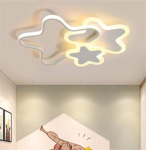 LHY LOFT Estrellas LED Infantil Plafón,Infantil Lámpara De Techo,Infantil Habitación Plafón,Pintura Lateral Glow Ahueca hacia Fuera El Diseño De Protección Ambiental (Non-Polar dimming 52CM, White)