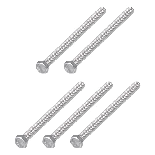 Image of METALLIXITY Hex Head Bolts (3 /8-16 x 5-1 /2 inch) 5Pcs, 304 Stainless Steel 18-8, Fully Threaded, External Hex Drive, Plain Finish, Hex Head Screw Bolt, Silver
