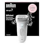 Braun Silk-Épil 7 Epilatore Elettrico Donna, Rasoio Elettrico Donna, con Testina Ampia per Una Epilazione Semplice, Wet & Dry, Pelle Liscia a Lungo, 7-011, Bianco/argento