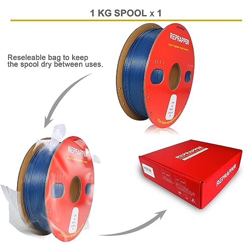 Image of Reprapper Blue Carbon Fiber Filament, Toughness PLA Filament 1.75mm (± 0.03mm), Carbon Fiber Blue PLA 1KG Cardboard Spool (2.2lb) for 3D Printer Filment f75mm 2.2lb (1kg)