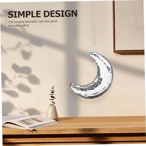 Bola espejada en forma de luna para colgar, decoración disco y retro para fiestas, bodas y hogar, estilo versátil miniatura 2