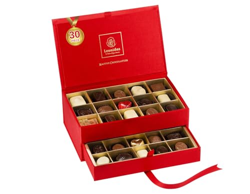 Leonidas Belgian Chocolate 30 Pieces Pralines - Premium Luxury Chocolate Box - 100% Pure Cocoa Butter, No Palm Oil - Jewelry Box Chocolate Perfect for Special Occasions and Gifting (30 Piece)