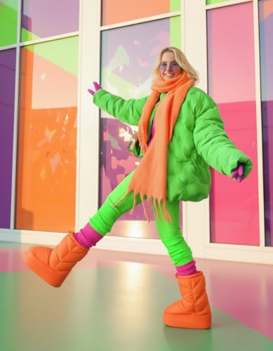 Image of v28 Women Warm Leg Warmers 80s Retro Party Costume Knit Ballet Neon Long Socks