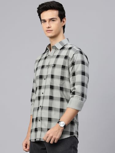 Image of Majestic Man Men Comfort Slim Fit Pure Cotton Tartan Checked Casual Shirt