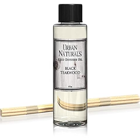 Urban Naturals Black Teakwood Reed Diffuser Oil and Sticks Set Refill | Includes a Free Set of Reed Sticks! Fresh Herbs, Birch, Pear, Sage & Amber Fragrance Notes | 4 oz. Cover