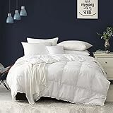 APSMILE Heavyweight Goose Feather Down Comforter King, Thick Feather Down Duvet - Organic Cotton &...