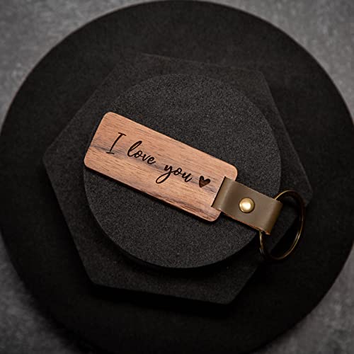 Muujee I Love You Keychain - Engraved Wood Keychain Birthday Anniversary Valentines Day Gift For Him Husband Her Wife Boyfriend Girlfriend #TOP2