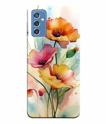 Image of Printed Hard Back Case Cover & Compatible for Samsung Galaxy M52 5G | Flower Painting Art (Multicolor) - D1187
