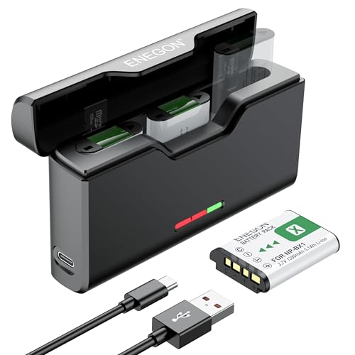 ENEGON NP-BX1 Battery 3-Pack 1380mAh 3-Channel Charger for Sony ZV-1 RX100 VII ZV-1 II with LED USB-C Works with HX80 HX90V HX99 RX1 RX1R II FDR-X3000