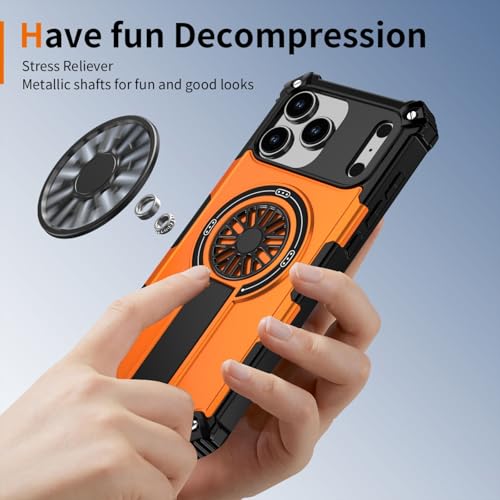 Coque iPhone 15 Plus orange en silicone rigide antichoc avec support