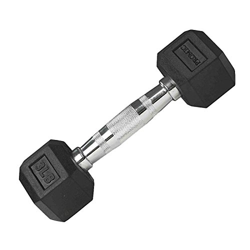 PROMIC Rubber Coated Hex Dumbbell, 3 lb (Single)