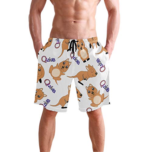 Cute Quokka Animal Mens Swim Trunks Quick Dry Board Shorts Summer Beach Short with Pockets