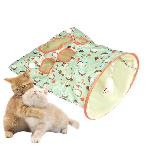 Cat Tunnel Toy Cat Tunnel Bags with 1 Little Mouse & 3 Ball Crinkle Sack Bag for Cats Portable Training Cave Collapsible Interactive Drill Bag Toy Pet Self Interactive Toys