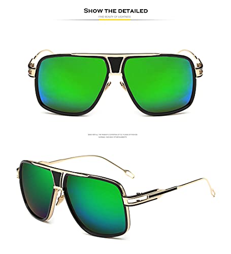 Image of Aviator Sunglasses for Men Retro Fashion Gold Oversized 70s shades