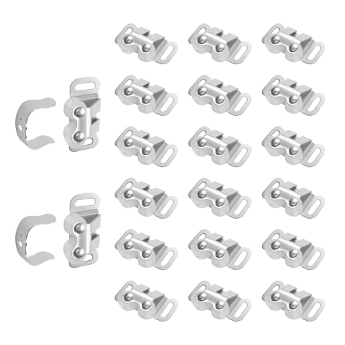 INCREWAY 20 Sets Cabinet Latch Double Roller Catch Hardware para Puertas de Gabinete de Cocina y Clósets, color Plateado miniatura 1