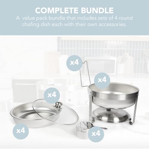 Alpha Living Chafing Dish Buffet Set of 4 – Complete Stainless Steel Chaffe Buffet Set with Glass Lids, Chafing Fuel Holder – Elegant and Practical Warmer Trays for Buffet, Wedding, Catering Supplies by ALPHA LIVING - Image 6