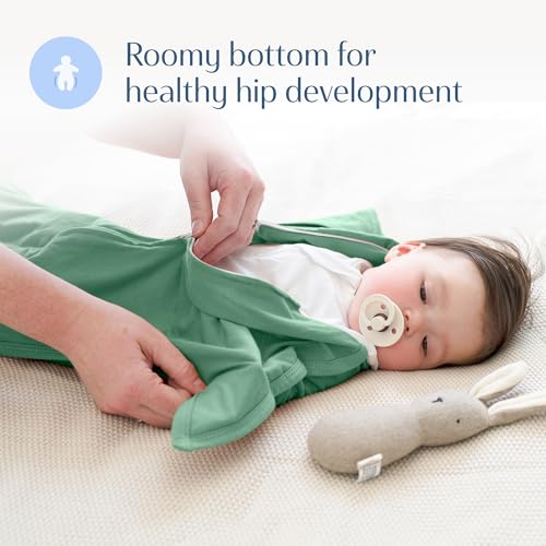 Image of SleepingBaby Zipadee-Zip Transition Swaddle - Cozy Baby Swaddle Blanket with Zipper Convenience - Roomy Wearable Blanket for Easy Diaper Changes - Basil, X-Small (3-6 Month)