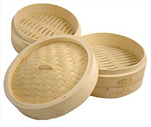 JapanBargain 2224, Large Chinese Bamboo Steamer Steaming Basket for Vegetable Seafood Dim Sum Dumpling Bun Egg, 12-inch