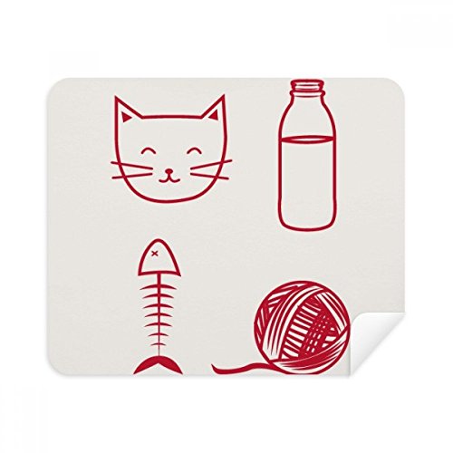 Chiffon de nettoyage en suède chat et poisson pour lunettes et écran de téléphone x2