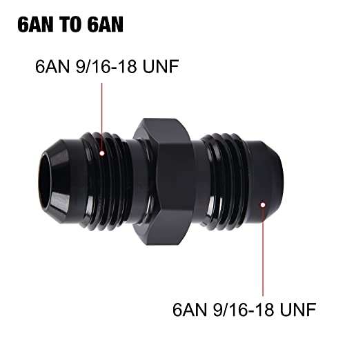 EVIL ENERGY 6AN Male to Male Flare Coupler Union Straight Fuel Hose Adapter Fitting Black 2PCS - Image 3